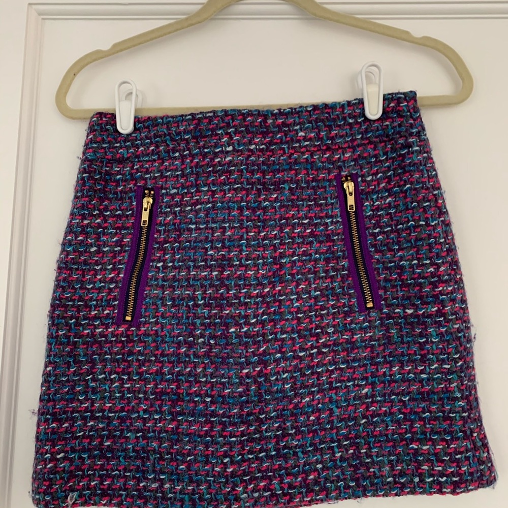 J.Crew multi-colored woven mini skirt , size 0
